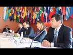 From right to left: Mr. Mikuriya, WCO Secretary General, Ms. Teresa Medina of the Mexican Revenue Service, Chair of the Conference, Mr. Jorge Flies, Governor of the Magallanes and Chilean Antarctic Region and Mr. Gonzalo Pereira, Head of Chile Customs.