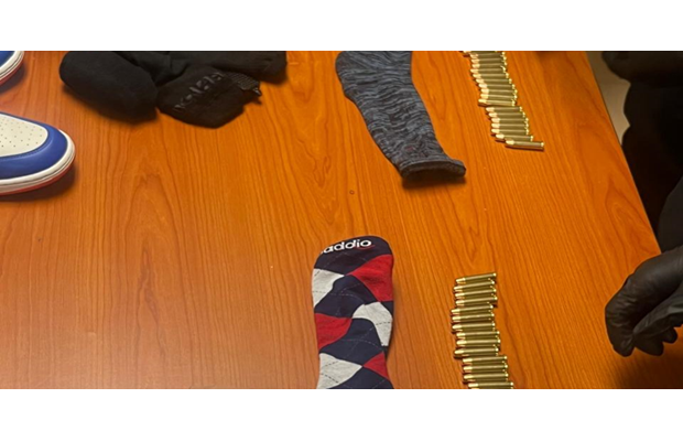 Ammunition hidden in socks and packed in a passenger’s suitcase, intercepted by Jamaican Customs officers at the airport. © Jamaica Customs Agency – All rights reserved.